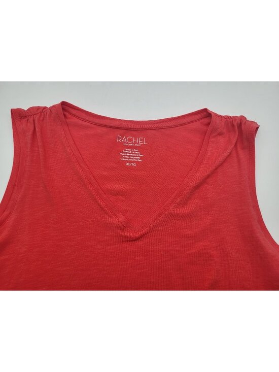 RACHEL Rachel Roy Tops - Rachel Roy V Neck Tank Top Coral Orange Casual Summer SZ XL Gathered Shoulder